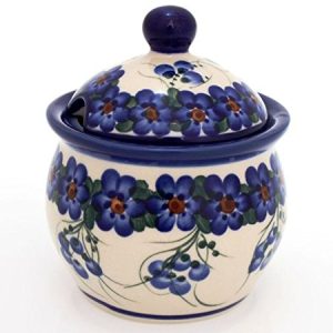 BCV Classic Boleslawiec, Polish Pottery Hand Painted Ceramic Sugar Bowl, Pot with lid 300 ml, all collections