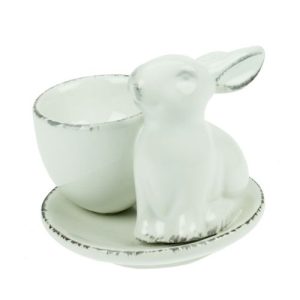 White Ceramic Easter Bunny Egg Cup