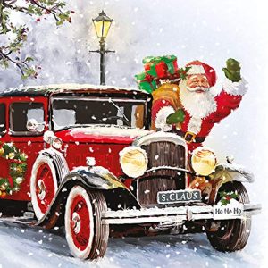 Ambiente 3-Ply Printed Paper Napkins - Santa's Automobile, Pack of 20, 33 x 33cm