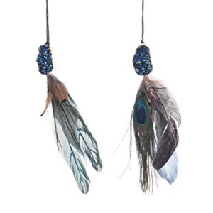 Kaemink Set of 2 - Peacock Tail Feather Christmas Tree Decorations/Ornaments - Iridescent Blue/Green - 20cm
