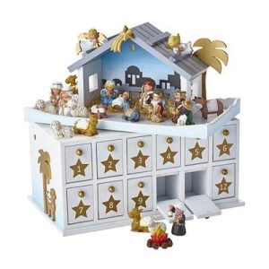 LAKELAND Wooden Bethlehem Nativity Scene Advent Calendar Stable with Figures