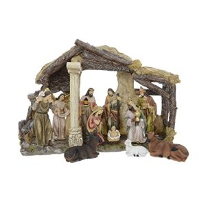 Large Traditional Nativity Scene Christmas Crib Figure Set Xmas Decoration Crimbo Ornament With Base & Figures