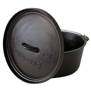 ToCis Big BBQ Dutch Oven Made from Cast Iron, Ready Baked Cooking Pot Made of Cast Iron – With Lid Lifter, Lid or Pot Stand – With and without Feet