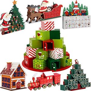 Traditional Wooden Christmas Advent Calendar Model Choice New Home Decoration Reusable DIY Gift Drawers Refillable Decor