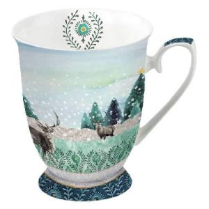 Ambiente Fine Bone China Christmas Mug Deer Winter Scene 0.25 Litre Mug